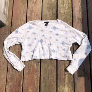blue and white snowflake top brand forever 21